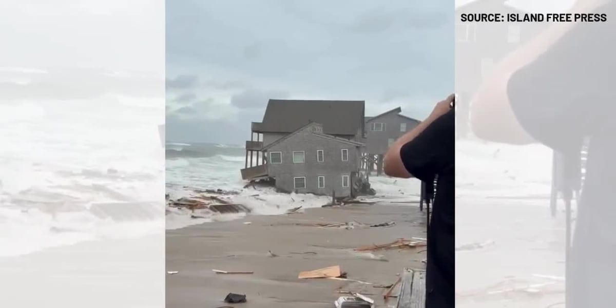 Home collapses in the Atlantic Ocean