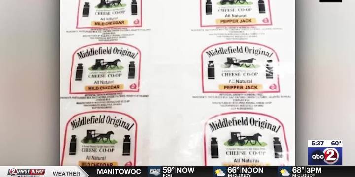 Middlefield Original Cheese products recalled for listeria