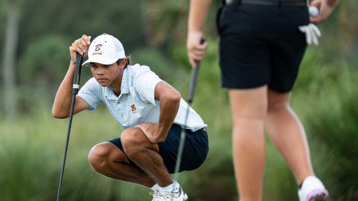 Photos as Charlie Woods plays high school golf event at Naples' TwinEagles