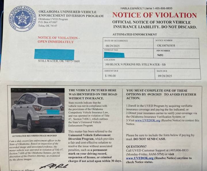Not a Scam: Oklahoma drivers getting notices that they are uninsured