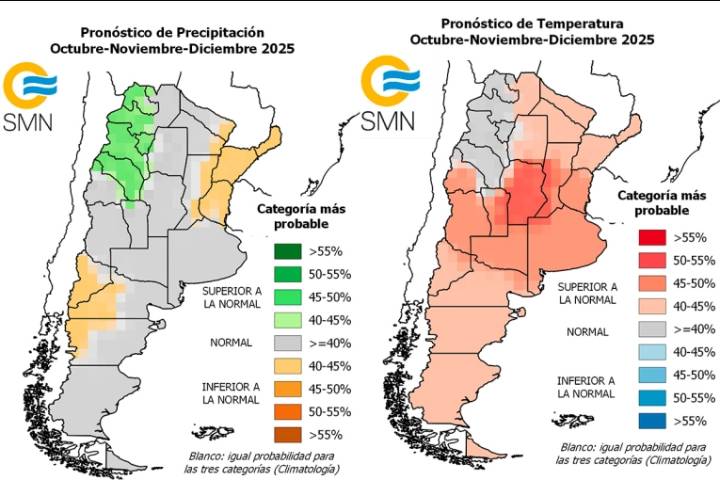 Lluvias y temperaturas: qué se pronostica para octubre, noviembre y diciembre
