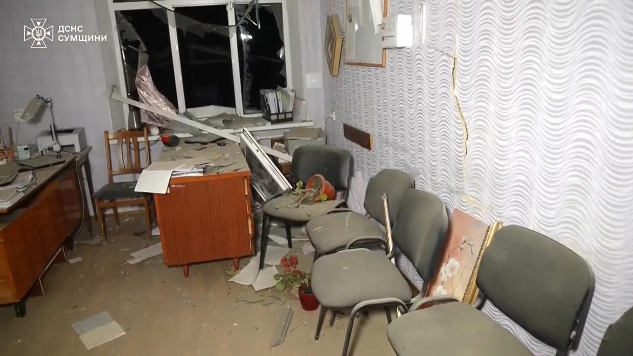 Russian drones damage educational facility in Sumy, Ukraine