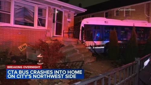 CTA bus into home: Hit-and-run crash sends bus into Jefferson Park home on Central and Catalpa, police say