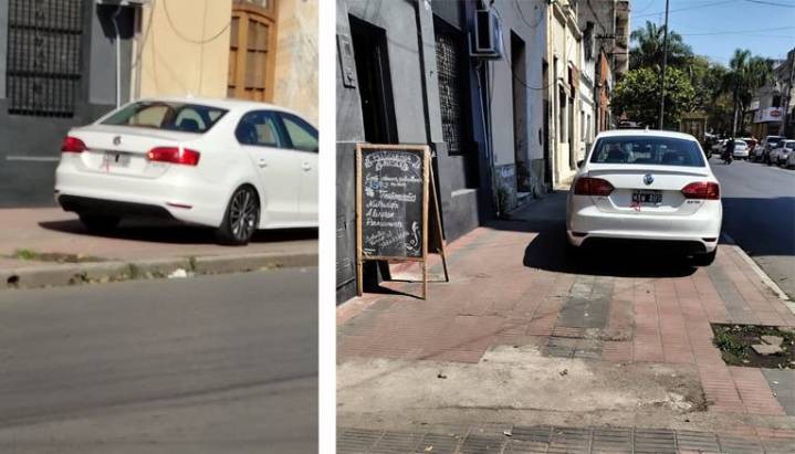 Otro ignorante que se cree dueño de la vereda para estacionar