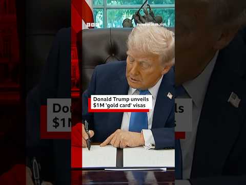 Donald Trump unveils $1M 'gold card' visas. #DonaldTrump #GoldCard #BBCNews