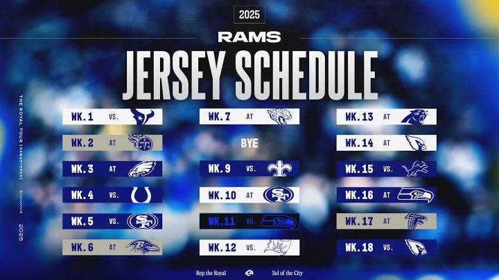 Rams announce 2025 jersey schedule