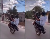 Joven motociclista hace peligrosas acrobacias en calle de Tizimín