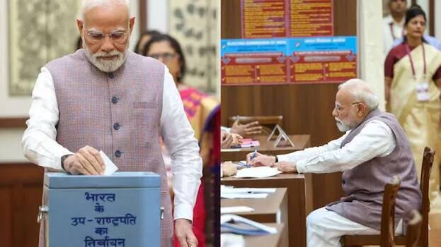 VP polls: Prime Minister Narendra Modi was first to cast vote