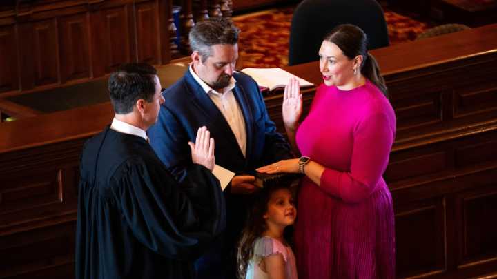See photos as Democrat Catelin Drey is sworn into Iowa State Senate