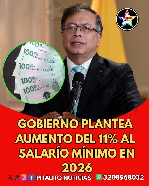 Gobierno propone aumento del 11 % en el salario mínimo para 2026