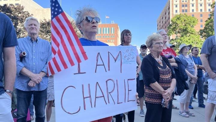 Hundreds gather at Michigan Capitol to honor slain activist Charlie Kirk