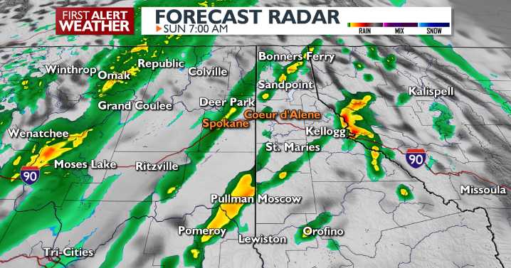 🌦️ A cool and wet Sunday is coming to Spokane, bringing a refreshing change before the summer heat makes a comeback