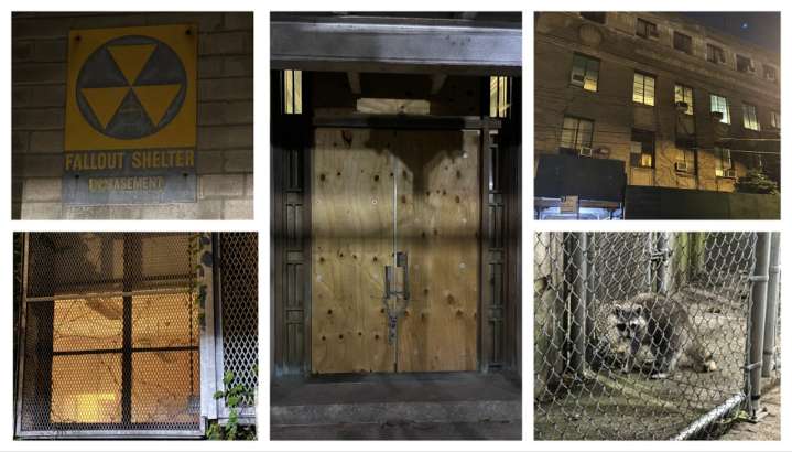 Office lights eerily continue to shine in this vacant NYC building