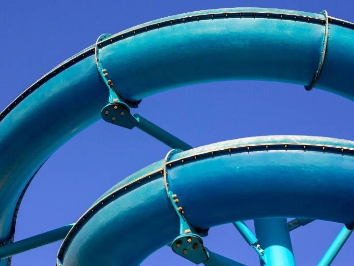 Woman's cruise ship waterslide ride ends awkwardly above the ocean