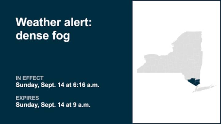 NY weather: Be prepared for dense fog in part of New York Sunday morning