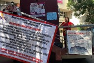 Maestros interinos reclaman adeudo en plantón; autoridades acuerdan definir fecha de pago