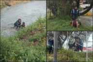 Lluvia provoca caída de un joven en dren frente a Galerías Pachuca; bomberos lo rescatan