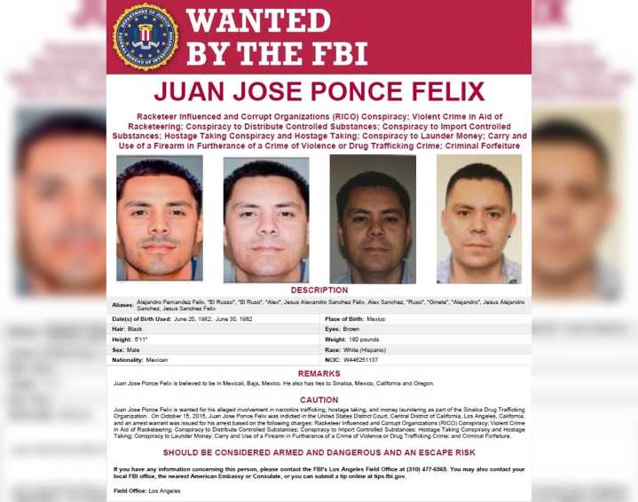 Ofrece EU recompensa por 5 mdd por información de Ponce Félix, líder del cártel de Sinaloa y ‘Los Rusos’