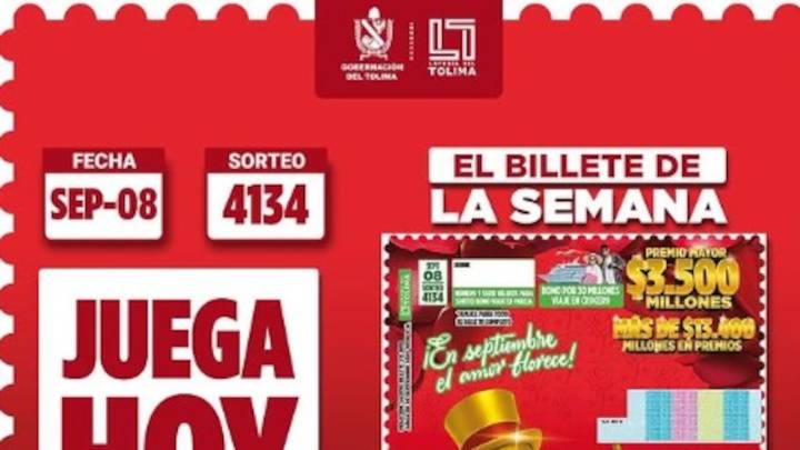 ¿Jugó la Lotería del Tolima? Consulte los números ganadores y los premios del sorteo de hoy, lunes 8 de septiembre