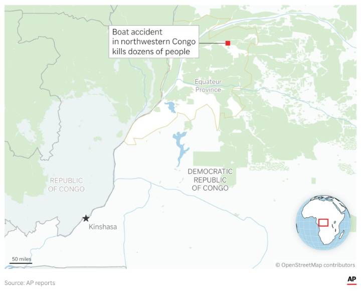 At least 193 passengers killed in two boat accidents in northwestern Congo