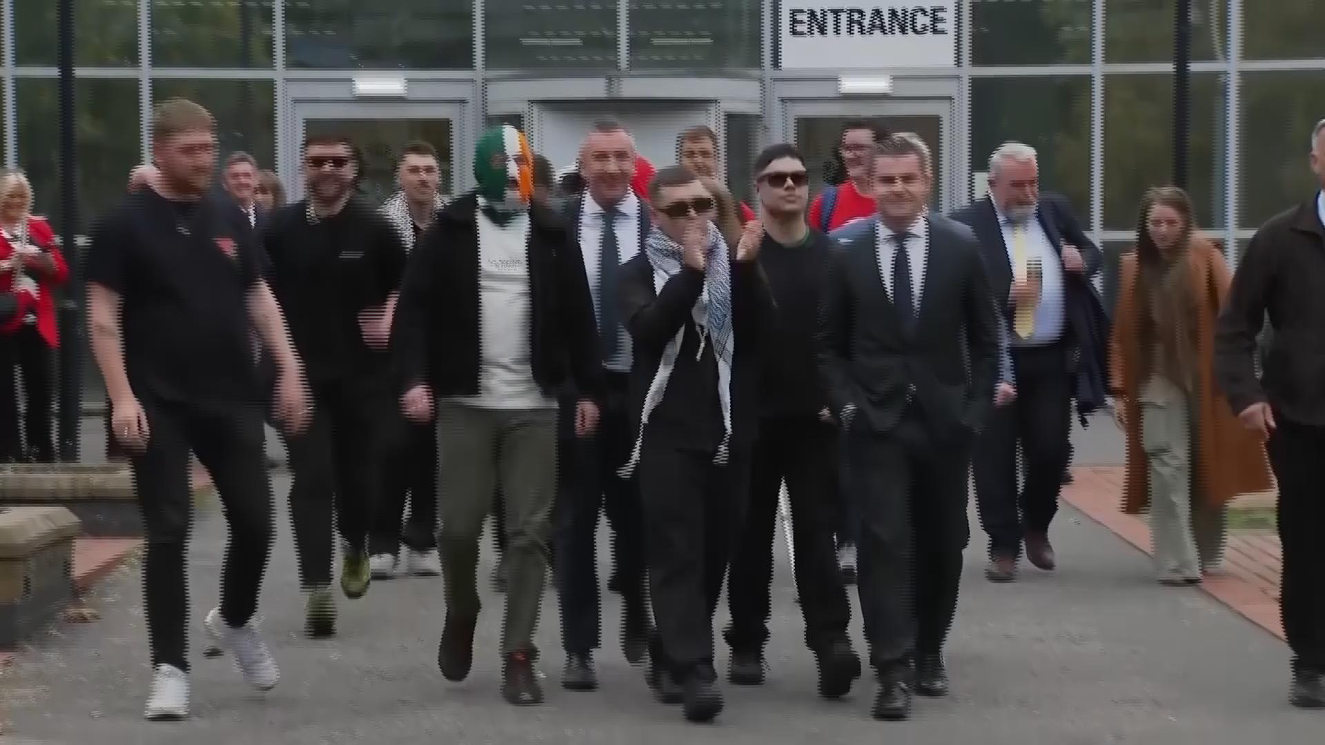 Irish rap group Kneecap member reacts after UK court throws out terror