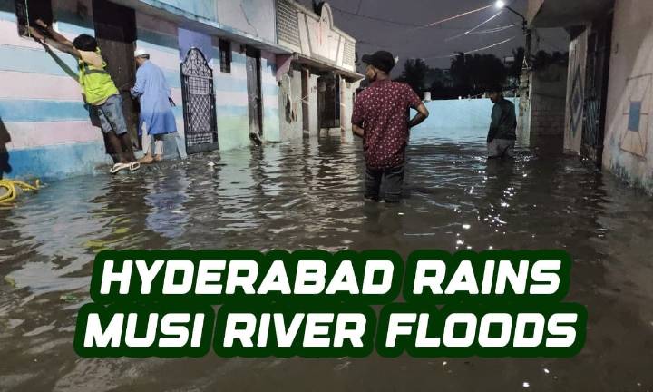 Heavy Rains in Hyderabad: Roads Flood, Water Enters Homes in Karwan Constituency as Musi River Overflows