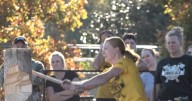 Lumberjack competition taking place at Devils Backbone