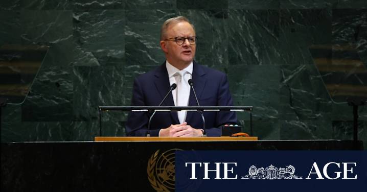 Anthony Albanese UN speech: PM distances himself from Trump's climate denialism