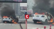 Incendio de auto genera caos vehicular en la Vía Expresa