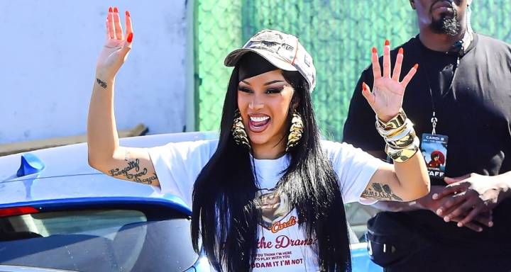 Pregnant Cardi B Wears Barely-There Shorts to Meet & Greet in Long Beach 