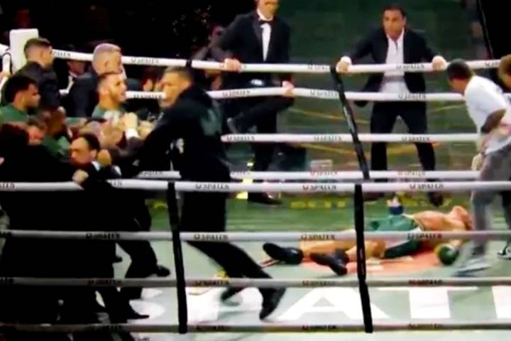 Caos en Brasil. Un evento de boxeo terminó en batalla campal, con una exestrella de la UFC inconsciente en el ring