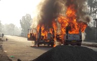 Auto Catches Fire Near TRC Srinagar, Swift Car Sustains Minor Damage