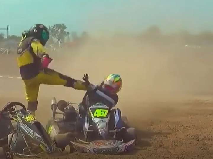 Piñas y patadas entre pilotos por un despiste en una carrera de karting en Chaco