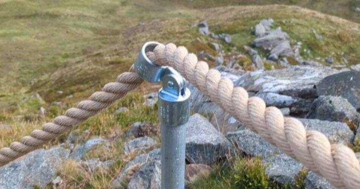 Handrail in remote mountains of Snowdonia sparks confusion