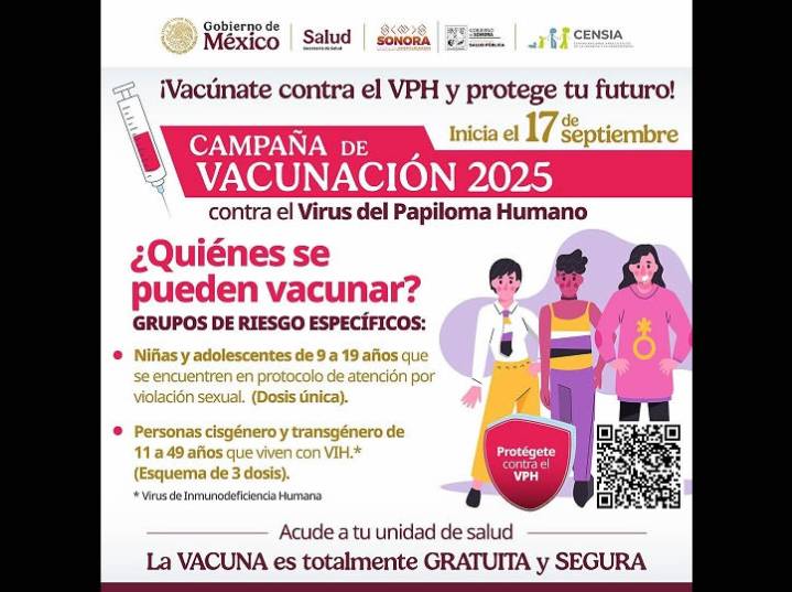 Aplicarán vacuna contra el virus del Papiloma Humano a estudiantes de quinto grado de primaria