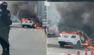 Incendio vehicular paraliza tránsito en la avenida Aramburú