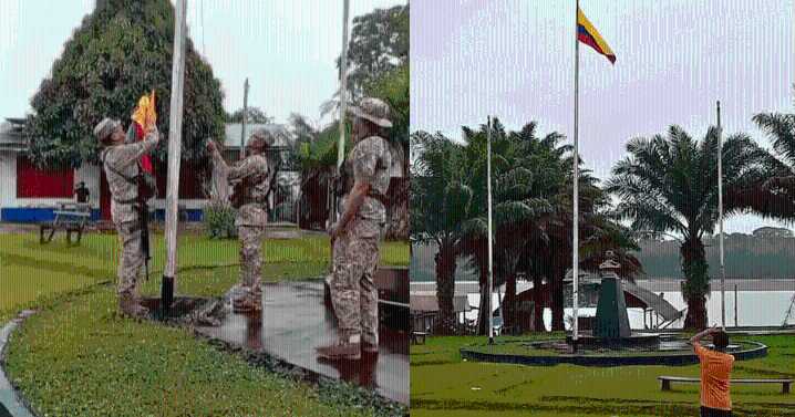 Bandera colombiana es izada en territorio peruano en Triple Frontera y aumenta tensión