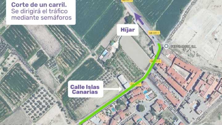 Cortes parciales en la calle Islas Canarias de Las Gabias para la realización de catas