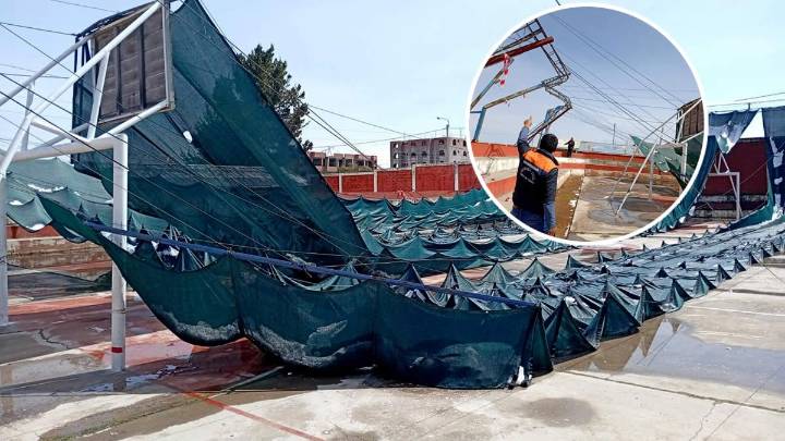 Intensa nevada en Yunguyo derrumba malla raschel de escuela primaria y afecta a cinco distritos