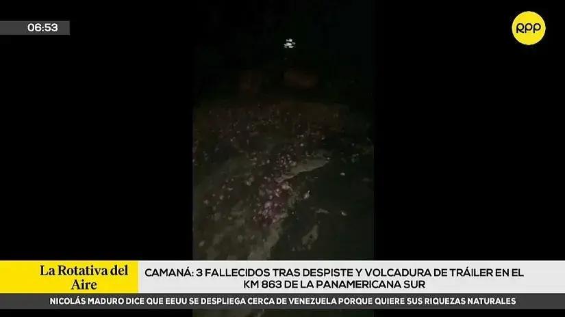Fatal accidente en Arequipa: tres personas murieron en despiste y volcadura de camión que transportaba cebollas