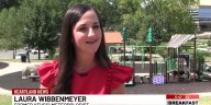 Former KFVS Meteorologist Laura Wibbenmeyer congratulates Brian Alworth on retirement