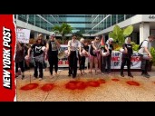 UNHINGED Protesters Pour Fake Blood Outside DC News Offices