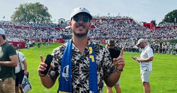 Premier League icon looks unrecognisable as he supports Europe at the Ryder Cup