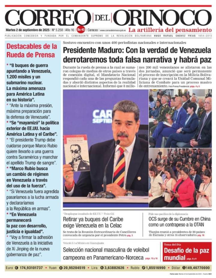 Edición Impresa Correo del Orinoco N° 5.258