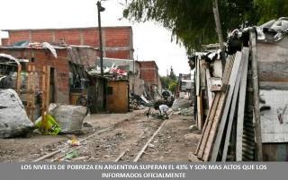 LOS NIVELES DE POBREZA EN ARGENTINA SUPERAN EL 43% Y SON MAS ALTOS QUE LOS INFORMADOS OFICIALMENTE