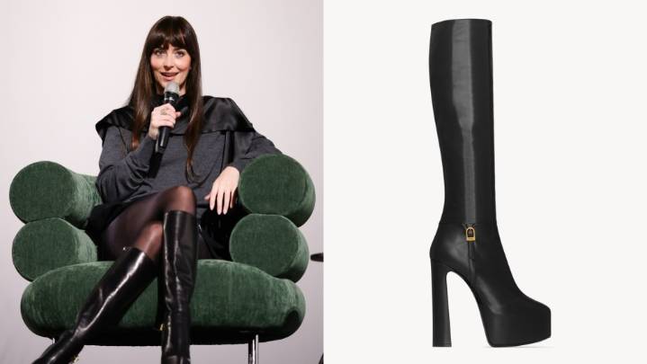 Dakota Johnson Soars in Saint Laurent Boots in Zurich