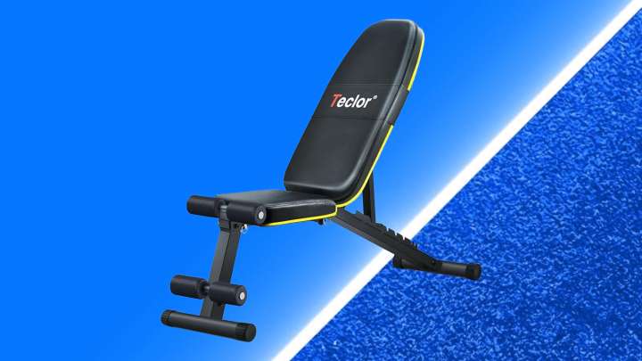 My at-home weight bench is less than $60 on Amazon 💪