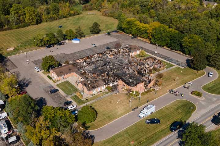 See drone footage of aftermath at Grand Blanc LDS Church