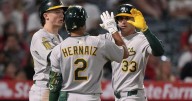 Athletics erupt for seven runs in third inning of a 10