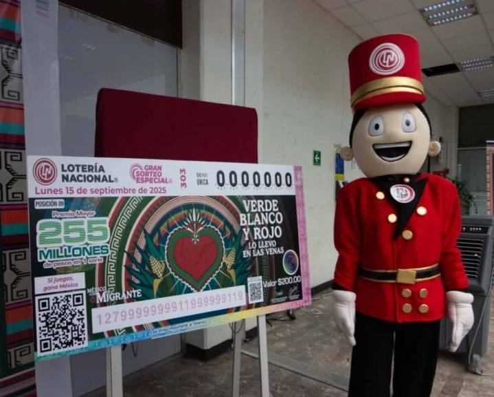 Lotería Nacional: sorteo de este 15 de septiembre repartirá 255 mdp